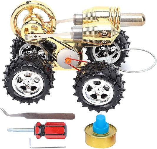 Stirling Car Engine Model, Hot Air Stirling Engine Car, Power Generator Stirling Engine Model with External Combustion Engine Kit for Experiment