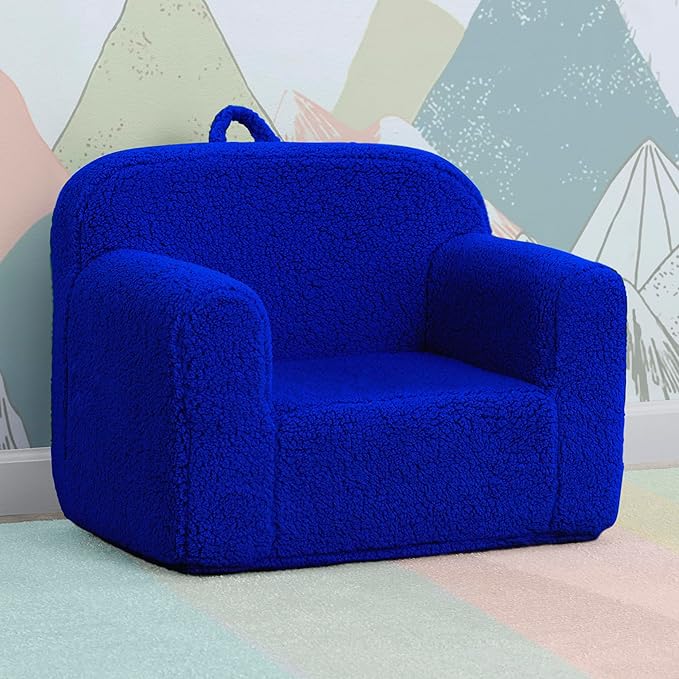 Delta Children Sherpa Cozee Chair - Foam Kids Chair for Ages 18 Months and Up, Royal Blue