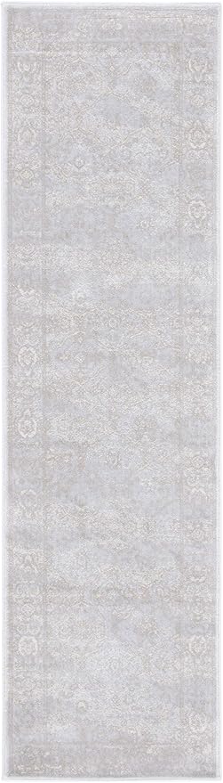 SAFAVIEH Carnegie Collection Runner Rug - 2'3" x 8', Light Grey & Grey, Vintage Distressed Design, Non-Shedding & Easy Care, Ideal for High Traffic Areas in Living Room, Bedroom (CNG691G)