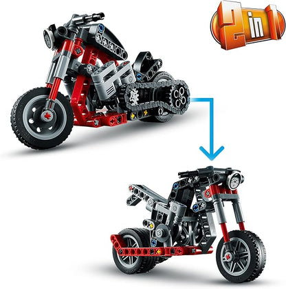 LEGO Technic Motorcycle 42132 Model Building Kit; Give Kids a Treat with This Motorcycle Model; 2-in-1 Toy for Kids Aged 7+ (163 Pieces)