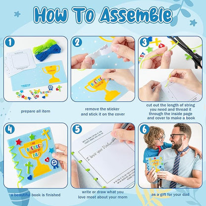 COcnny Fathers Day Craft Kit - 16 Set Religious Father’s Day Craft Kit for Kids, DIY Diary Book Include 96pcs Pages, Make Your Own Cross Crafting for Dad Gift, Classroom Home Sunday School Activities