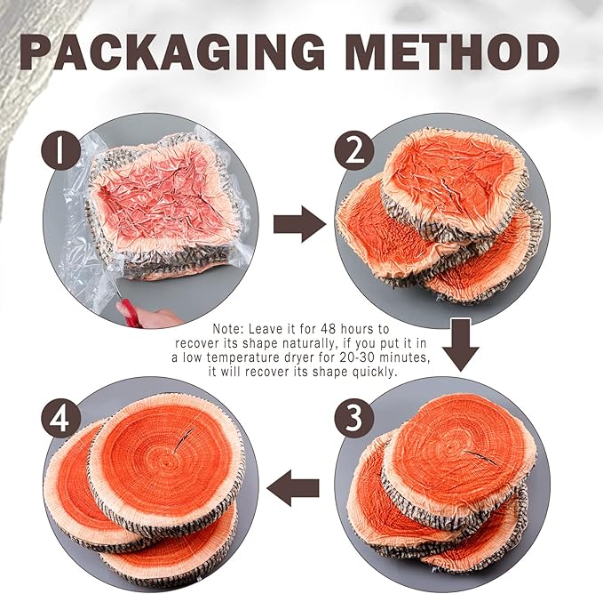 Coume 3 Pcs Wood Slice Pillow Round Floor Cushion 3D Digital Throw Pillow Decorative Tree Ring Soft Circle Seating for Kids Chair Home Couch Sofa Bedroom Decor(Classical)