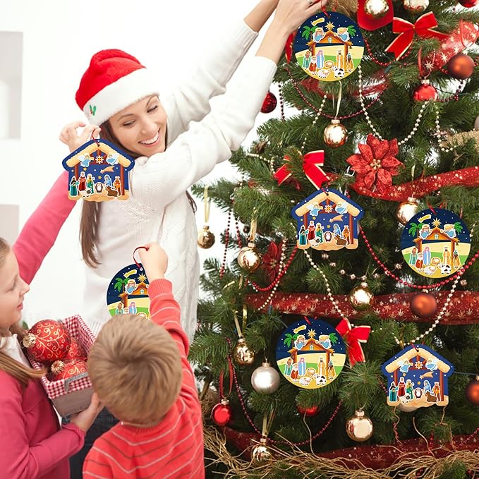 FaCraft Religious Craft Sticker for Kids - 24pcs Make a Nativity Scene Stickers Christmas Crafts Kits DIY Nativity Set for Sunday School Classroom Nativity Christian Xmas Party Game Favor Gifts