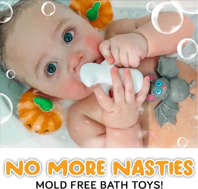 SplashEZ Halloween Baby Bath Toys, Mold Free Bath Toys for Babies & Toddlers, No Hole No Mold Tub, Beach, Pool, BPA-Free, Infant Play Set No Holes 1 3 6 12 18 Months