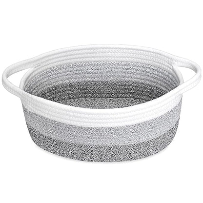 ABenkle Small Basket with Handles - Decorative Durable Rope Woven Storage Bin Shelf Storage Organizer Cube, Easter Baby Gift Basket, 12"x8"x5"