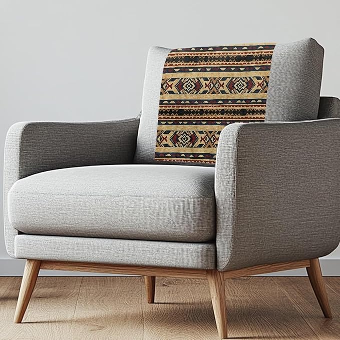 Aztec Recliner Covers for Large Recliner Washable Chair Headrest Cover Wrinkle Resistant Couch Headrest Protector for Home, Office & Theater Seat