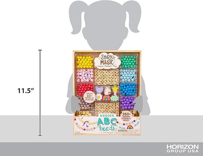 Story Magic Wooden ABC Beads by Horizon Group USA, Premium Wood Jewelry Making Kit, Makes 10+ Pieces of Jewelry, Over 350 Wooden Beads & Charms