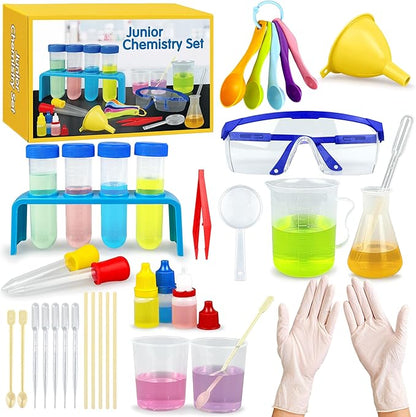 33PCS Lab Science Experiments for Girls and Boys Learning Kits for Junior Chemistry Beakers and Test Tubes Fun Experiments for Students Activities Science Project Classroom Gift for Curious Minds