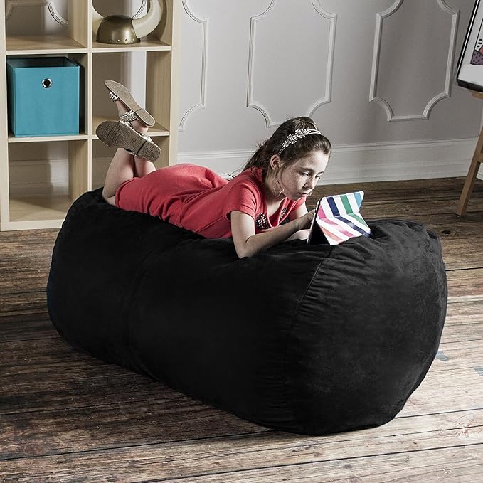 Jaxx Sofa Saxx Bean Bag Lounger, 4-Feet, Black