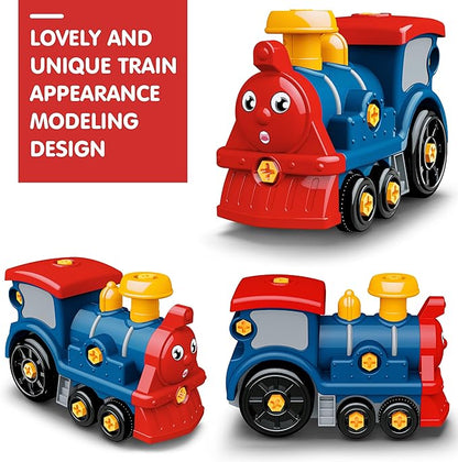 Toddler Take Apart Toy Set with Electric Drill, DIY Electric Train Assembly, STEM Building Learning Toys, Xmas Gifts for 3-8 Year Old Boys & Girls