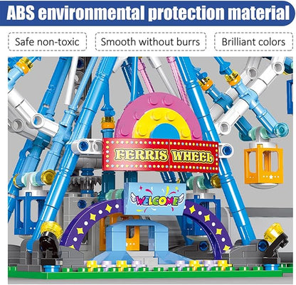 Rotating Ferris Wheel Building Blocks Kit,with Lights Amusement Park Building Construction Toys Set for 6+ Year Boys.Girls.Adult(870 Pieces)