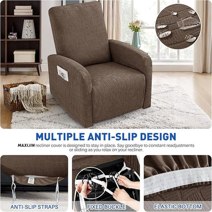 MAXIJIN Waterproof Small Recliner Chair Covers 3 Pieces Recliner Cover That Stay in Place, Lazy Boy Recliner Slipcovers with Pockets Reclining Protector for Pet (Small Recliner, Light Coffee)