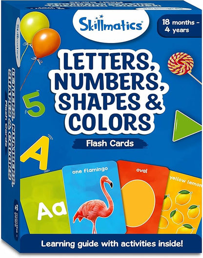 Skillmatics Thick Flash Cards for Toddlers - Letters, Numbers, Shapes & Colors, Montessori Toys, Preschool Learning Activities, Learning Aids, Gifts for Kids Ages 1, 2, 3, 4 Years