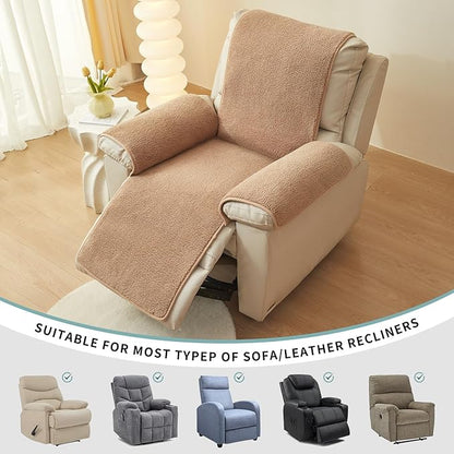 vctops Sherpa Fleece Recliner Chair Cover Super Soft Warm Plush Sofa Slipcover Furniture Protector Non Slip Washable Reclining Chair Cover for Kids, Pets (Camel,22"x82")