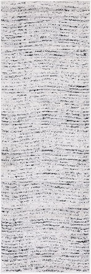 SAFAVIEH Adirondack Collection Runner Rug - 2'6" x 8', Ivory & Silver, Modern Abstract Design, Non-Shedding & Easy Care, Ideal for High Traffic Areas in Living Room, Bedroom (ADR117B)