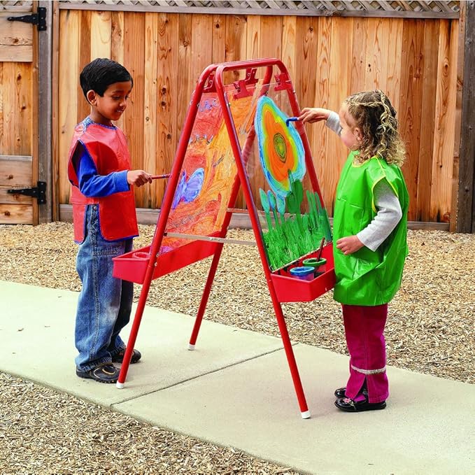 Colorations - 2WAPE 2-Way Indoor/Outdoor Adjustable Acrylic Panel Easel for Kids (23"L x 29-1/2"W x 45"H)
