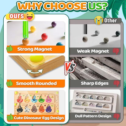 Montessori Toys Busy Board Travel Toys for Toddlers Kids Wooden Magnetic Color and Number Maze Puzzle, Dinosaur Learning Education Toys for Fine Motor Skills, Easter Basket Stuffers (Small)