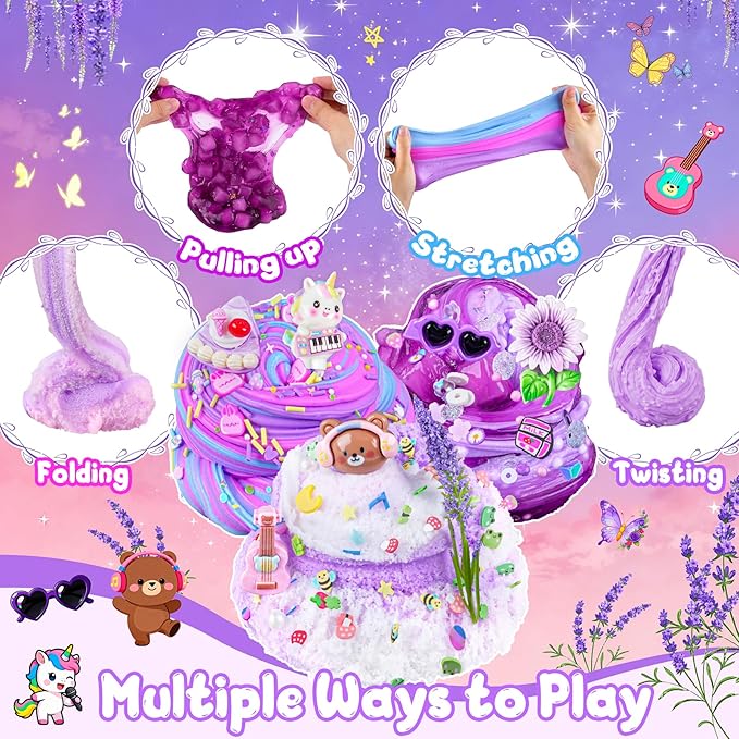 6 Pack Slimes, Purple Slime for Kids, Butter Cloud Slime kit for Girls Ages 8-12, Toys for Girls and Boys, Birthday Halloween Christmas Party Favors for Kids Goodie Bag Stuffers