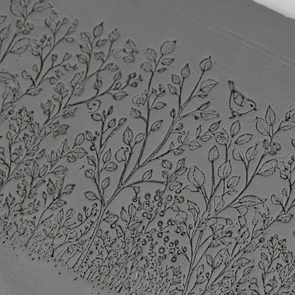 Hedgerow Habitat Clay Texture Roller (4") - Seamless Meadow Set #01 - Embossing Pattern Roller for Polymer & Ceramic Clay, Pottery & Crafts