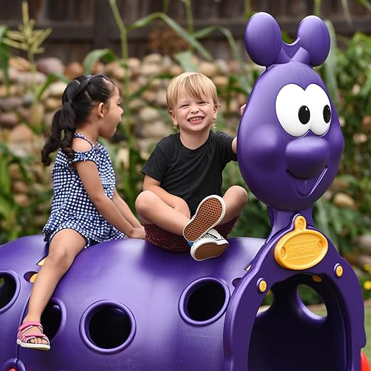 ECR4Kids ELR-12511 Indoor/Outdoor Peek-A-Boo Caterpillar Climbing Play Structure for Kids, Purple