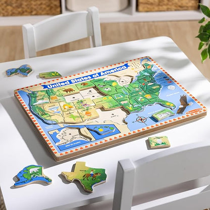 Melissa & Doug USA Map Sound Puzzle - Wooden Puzzle With Sound Effects (40 pcs)