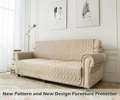Ameritex Couch Sofa Slipcover 100% Waterproof Nonslip Quilted Furniture Protector Slipcover for Dogs, Children, Pets Sofa Slipcover Machine Washable (Beige, 78")