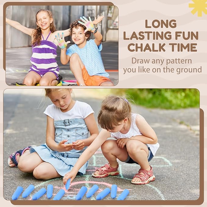 Fulmoon 40 Pcs Jumbo Sidewalk Chalk for Kids Outdoor Art Non Toxic Large Washable Street Chalk for Adults Drawing Painting Graffiti Classroom(Blue,Sharp Style)