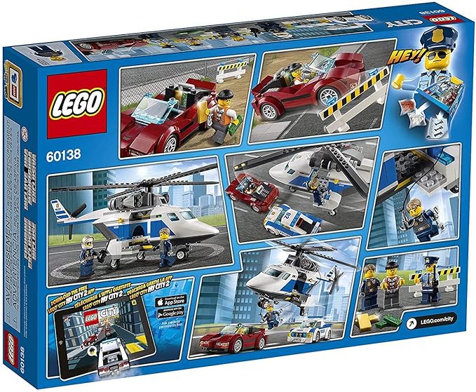 LEGO City Police High-Speed Chase 60138 Building Toy with Cop Car, Police Helicopter, and Getaway Sports Car (294 Pieces)