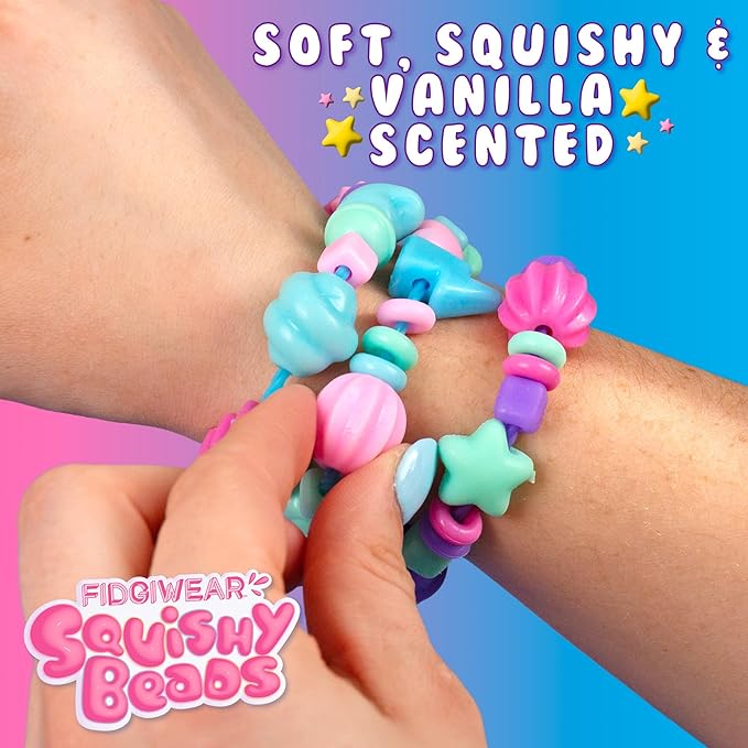 Fidgiwear Squishy Beads – Dreamy Blue Theme, Create Fashionable Fidget Jewelry with Scented Squishy Beads for Jewelry Making, Toddler Sensory Bracelet Making Kit for Ages 3+