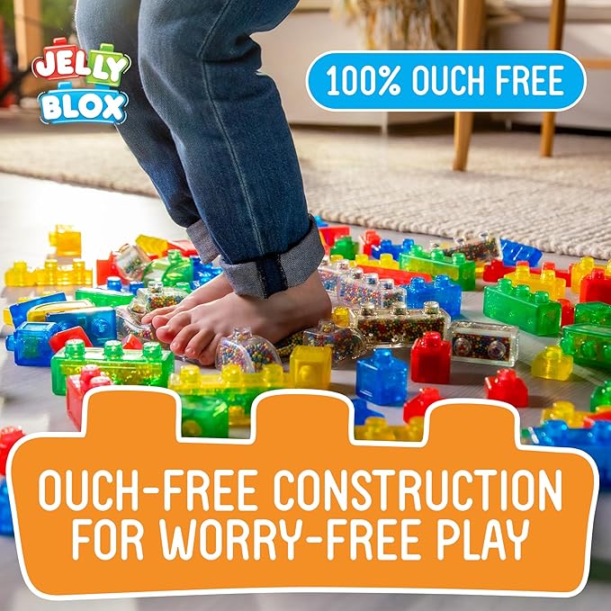 Goliath Jelly Blox Stash 'N Stack 2-in-1 Storage Case | Toddler & Preschool Building Blocks Kids Can Squeeze, Stretch, Squish | MESH ACCREDITED | Safety Tested & Ouch-Free | Sensory Play for Ages 2+