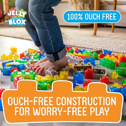 Goliath Jelly Blox Stash 'N Stack 2-in-1 Storage Case | Toddler & Preschool Building Blocks Kids Can Squeeze, Stretch, Squish | MESH ACCREDITED | Safety Tested & Ouch-Free | Sensory Play for Ages 2+