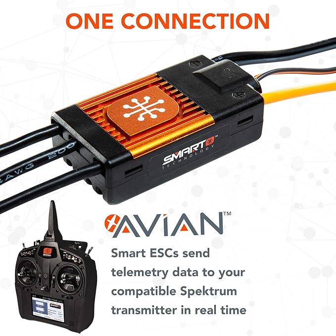 Spektrum Avian 45 Amp Brushless Smart ESC, 3S-6S, SPMXAE1045, White