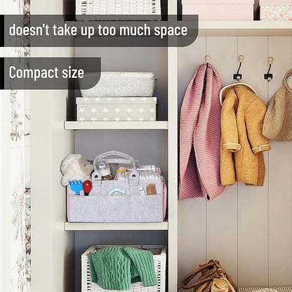 Mr. Pen- Baby Diaper Caddy Organizer, Gray, Pink Inside, Nursery Storage Bin and Car Organizer for Diapers and Baby Wipes