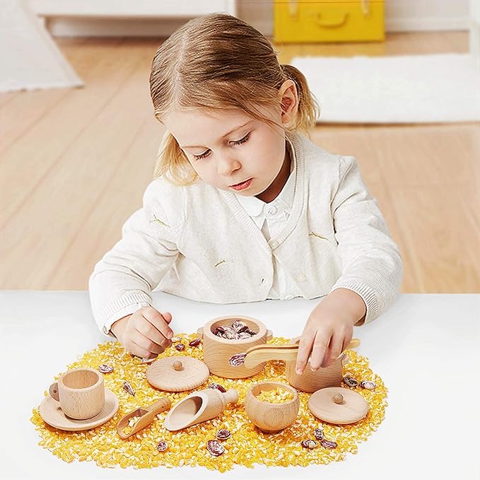 Sensory Bin Toys for Toddlers - Montessori & Waldorf Pretend Play Dish & Tongs - Fine Motor Learning Toys for Sensory Table Activities