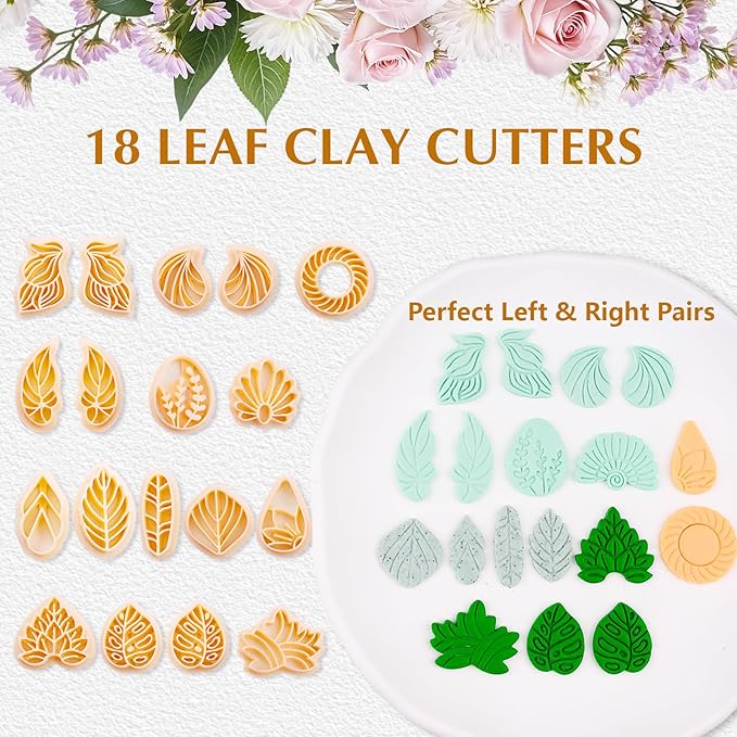 65 Pcs Flower, Leaf & Animal Polymer Clay Cutters Set, Clay Cutters Shapes for Earrings & Jewelry Making, Bunny Butterfly Bee Bird with Storage Box (YANSH PROGLOBAL)