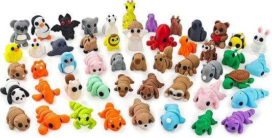 50 pcs Animal Figurines, 3D Printed Animal Figurines Set, Articulated, Party Favors, Pocket Fidget Toys Bulk, Goodie Bag Stuffers, Easter Basket Stuffers, for Boys Girls Toddlers, Classroom rewards