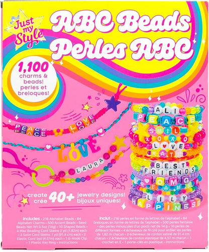 Just My Style Personalized Alphabet Beads, Includes 1000+ Charms & Beads, Makes Over 40 Pieces of Jewelry, Great Bead Kit, Fun Bracelet Making Kit