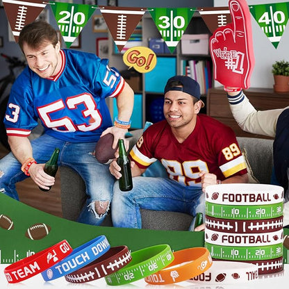 36 Pcs Football Silicone Bracelets Sport Theme Football Party Favors Accessories Gift for Football Birthday Party Decorations Football Theme Birthday Party Supplies Gifts, 6 Designs