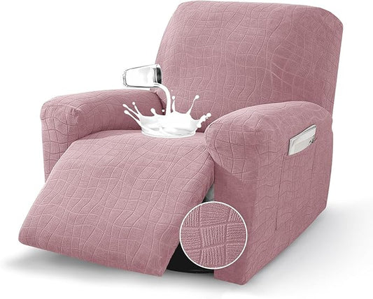 MAXIJIN Waterproof Recliner Covers for Large Recliner 3 Pieces Oversized Recliner Chair Covers, Washable Lazy Boy Reclining Slipcovers with Pockets for Pet, Kids (XL Recliner, Dusty Pink)