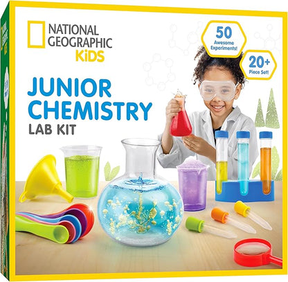 National Geographic Kids Junior Chemistry Set - Complete Early Learning Lab Kit with 50 Science Experiments for Kids and 20+ Lab Tools, Kids Chemistry Set, Science Experiments for Kids 4-6