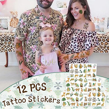 Cheetah Party Favors Cheetah Theme Slap Bracelets Key Chains Badge Temporary Tattoos Gift Bags for Kids Jungle Leopard Cheetah Birthday Party Baby Shower Safari Party Supplies