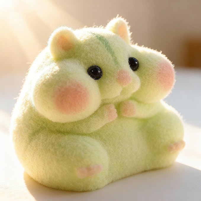 Handmade Taba Squishy Hamster Toy, Cute Squishy Hamster Fidget Toy, Soft Silicone Mochi Furry Toy, Stress Relief Gift for Adults & Kids, Sensory Anxiety Plushie (Green)
