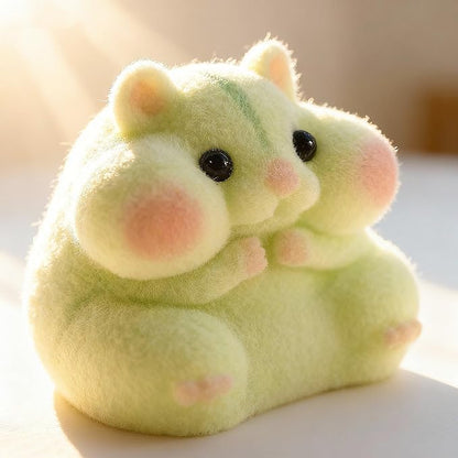 Handmade Taba Squishy Hamster Toy, Cute Squishy Hamster Fidget Toy, Soft Silicone Mochi Furry Toy, Stress Relief Gift for Adults & Kids, Sensory Anxiety Plushie (Green)