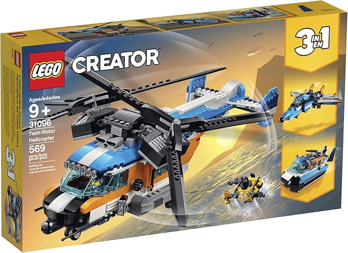 LEGO Creator 3in1 Twin Rotor Helicopter 31096 Building Kit (569 Pieces)