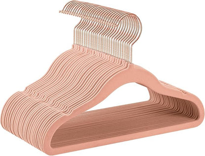 SONGMICS Baby Hangers 30 Pack, Kids Hangers for Closet, 11.8 x 8.1 Inches, Rose Gold 360° Swivel Hooks, Space-Saving Clothes Hangers, Velvet Hangers for Nursery, Non-Slip, Jelly Pink UCRF027P30