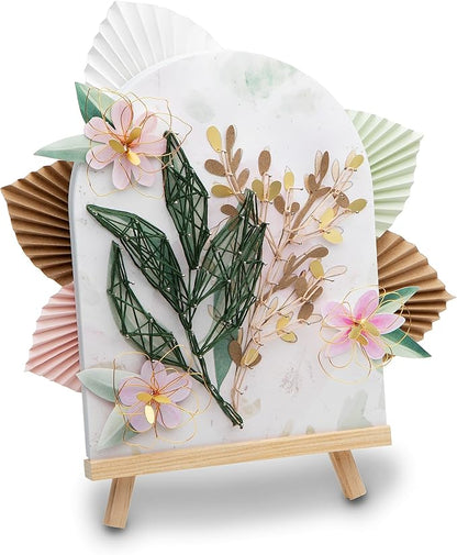 Craft Crush DIY String Art Craft Kit - Floral Interior Design DIY Activity for Teens & Adults - Complete String Art Kit with Embroidery Thread, Foam Canvas, Metal Pins, Wooden Easel - Ages 13+