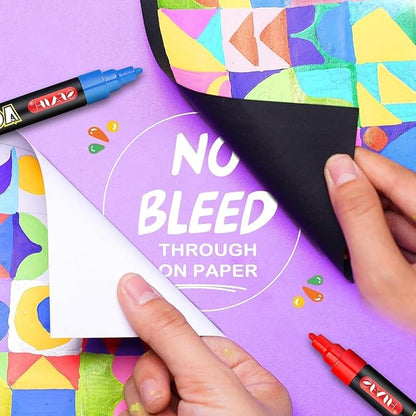 SFAIH Acrylic Creative Markers - 3mm Replaceable Nibs 24 Colors, Large Ink Capacity, High Coverage, Non-Bleeding Water-Based Ink, Drawing Markers for Art Supplies, Wood, Fabric, Rock, DIY Easter Craft