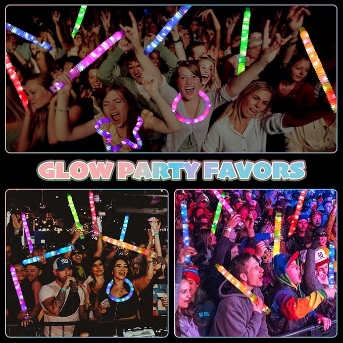 36 Pack Glow Sticks Party Favors, Light up Toys Pop Tubes Bulk, LED Glow Necklaces Bracelets Birthday Goodie Bag Stuffers, Glow in the Dark Halloween Party Supplies Gift Toys Prizes