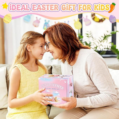 Realistic Bunny for Kids - Interactive Hopping Bunny Toy Set with Bunny Ears, Electric Lifelike Robot Rabbit that Move, Walking Barking and Wagging Tail Bunby Stuffed Animal with Sounds, Pink