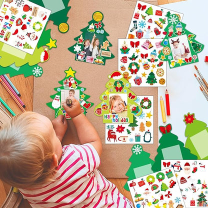 36 Packs Christmas Picture Frame Craft for Kids with Easel?DIY Christmas Tree Paper Art Crafts kit with Stand Holiday Xmas Photo Frames Bulks DIY Game Activity for Kindergarten Preschool Kids